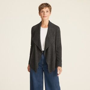 Eileen Fisher sz S Terazzo Stretch Ripple Jacket Charcoal Gray Cotton Poly Span